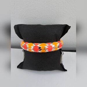 Colorful Geometric Shades Of Orange Bangle Bracelet #braceletstack